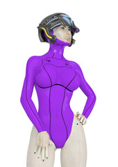 super cyborg girl doing a super model pose