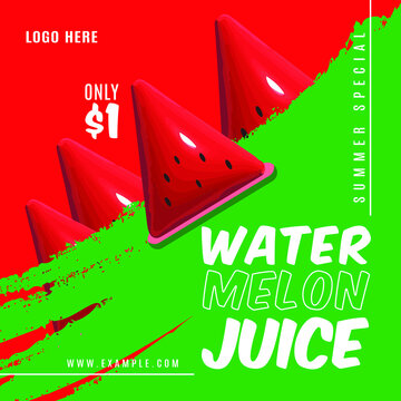 Watermelon Summer Juice Social Media Post Tempate