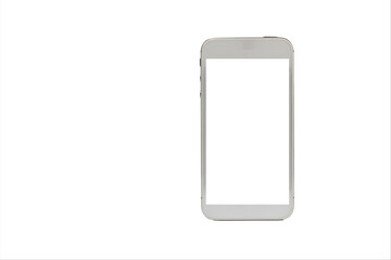 Blank screen cellphone, cellphone isolated on white background.