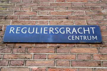 Street Sign Reguliersgracht At Amsterdam The Netherlands 22-4-2022