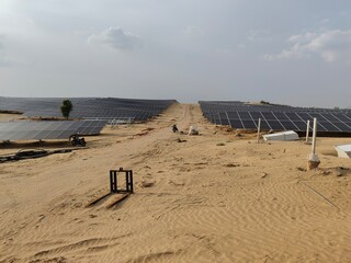230 MW solar plant structure and Module mounting work in progress