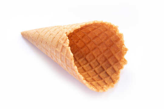 Empty Wafer Waffle Icecream Cone Isolated On White Background