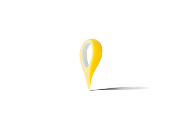 Map pin yellow color isolated on white background.