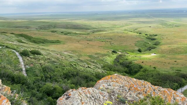 Views at Head-Smashed-In Buffalo Jump UNESCO World Heritage site near Fort Macleod Alberta. 