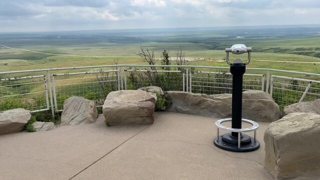 Views at Head-Smashed-In Buffalo Jump UNESCO World Heritage site near Fort Macleod Alberta. 