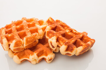 French waffles on a white background