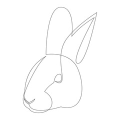 One line design silhouette of rabbit. Hand drawn single continuous line minimalism style. Vector illustration.
