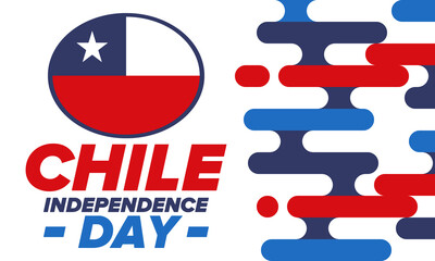 Chile Independence Day. Happy national holiday Fiestas Patrias. Freedom day. Celebrate annual in September 18. Chile flag. Patriotic chilean design. Poster, card, banner, template, background. Vector