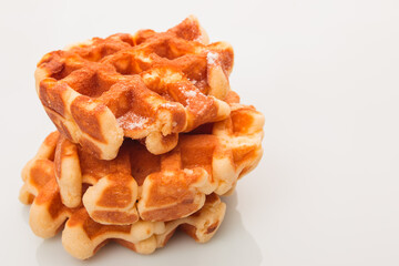 French waffles on a white background