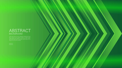 Green abstract background, arrow lines, Geometric vector, graphic, technology digital template, cover design, backdrop, banner, web background, book cover, advertisement, green gradient background.