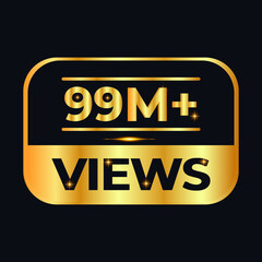 99M views celebration design. 99 million Views Vector.views sticker for Social Network friends or followers, like