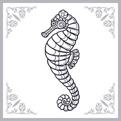 Fototapeta premium Sea horse zentangle arts. isolated on white background