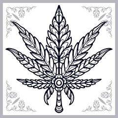 Cannabis leaf zentangle arts. isolated on white background