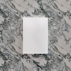 Blank white book mockup on marble white and black background