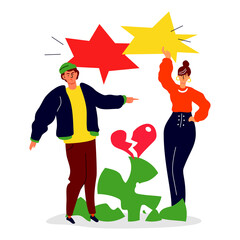 Quarrel of lovers - modern colorful flat design style illustration