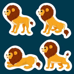 Lovely lions. Social media stickers. Design elements.