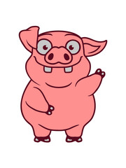 Winkendes lustiges Schwein Comic 