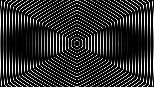 Black and white optical illusion hexagon pattern background. Seamless loop. Video animation. Ultra HD 4K 3840x2160