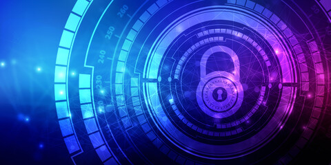 2d illustration Safety concept: Closed Padlock on digital background
