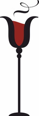 Wine glass icon and logo, simple black graphic silhouette

