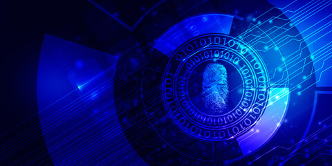 2d Illustration Fingerprint Scanning Technology Concept 
