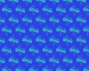 Boom sticker.  Seamless pattern. Turquoise  writing on a blue background. 