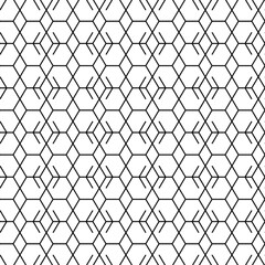 Vector illustration. The texture of the contour hexagon. Black and white geometric seamless pattern. Mosaic abstract background. Hexagonal repeating geometric polygon texture.