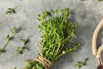 Fototapeta na wymiar Raw Green Organic Thyme Herb