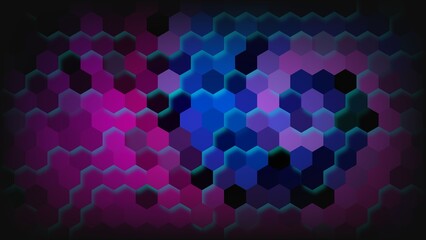abstract dark colorful pixelate crystalized honeycomb background. Aesthetic low poly hexagon background
