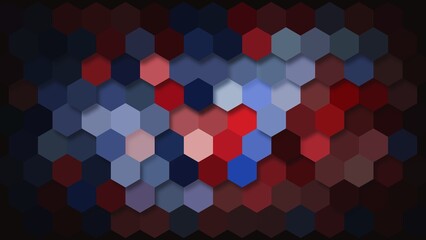abstract dark colorful pixelate crystalized honeycomb background. Aesthetic low poly hexagon background