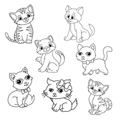 Cute cat cartoon coloring page illustration vector. For kids coloring book.