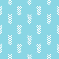 White group of arrows seamless pattern with blue background.
