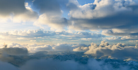 Blue sky and clouds background on sunrise and sunset time with lots of copy space.