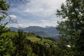 Panoramic view on the town in Renon province