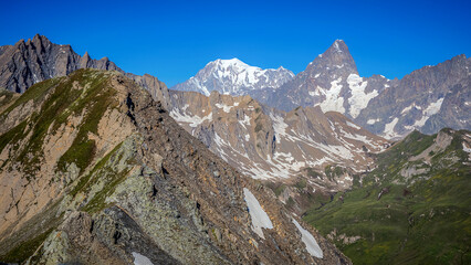 Fototapeta na wymiar Blick zum Mont Blanc vom Großen St. Bernhards-Pass