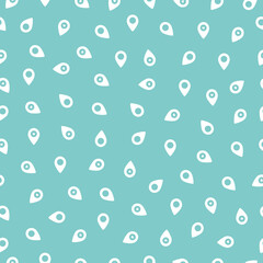 White map pink sign seamless pattern with blue background.