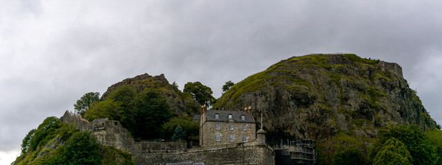 panorama view of Dumbarton Castle and Dumbarton Rock on the Clyde River