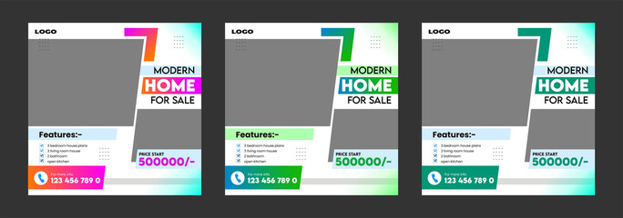 Real estate home property sale post or social media square web banner template