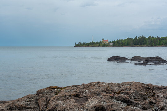 Copper Harbor Lighthouse viewed from across the water