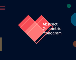 Abstract geometric letter V graphic concept. Color unusual shape for logo and monogram design template. Bauhaus or Memphis style geometric symbol. Vector illustration.