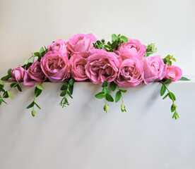 Bouquet of red roses on the table