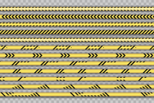 Vector Collection of Dengerous Ribbons, Cross Barrier Lines, Bright Yellow and Black Colors.