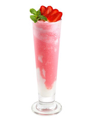  Strawberry smoothie in a tall glass isolated