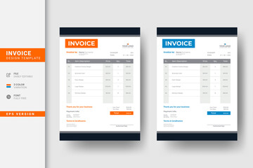 Creative Orange and Blue vector invoice template design