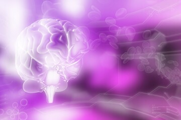 Medical 3D illustration - human brain, nerve research concept - detailed hi-tech texture