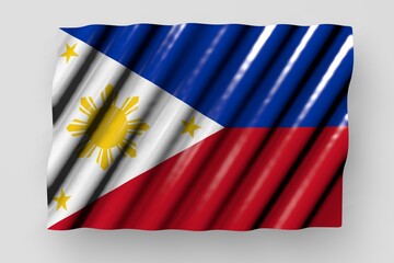 nice shiny flag of Philippines with large folds lie isolated on grey - any celebration flag 3d illustration..