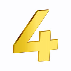 Number  4 Vector Gold Gradient Color Free Vector Png
