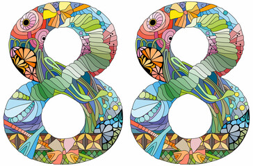 88 number vintage font. Engraving design. Vector illustration.