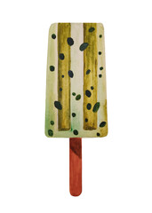 Ice cream bright watercolor illustration.
