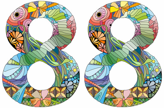 88 number vintage font. Engraving design. Vector illustration.